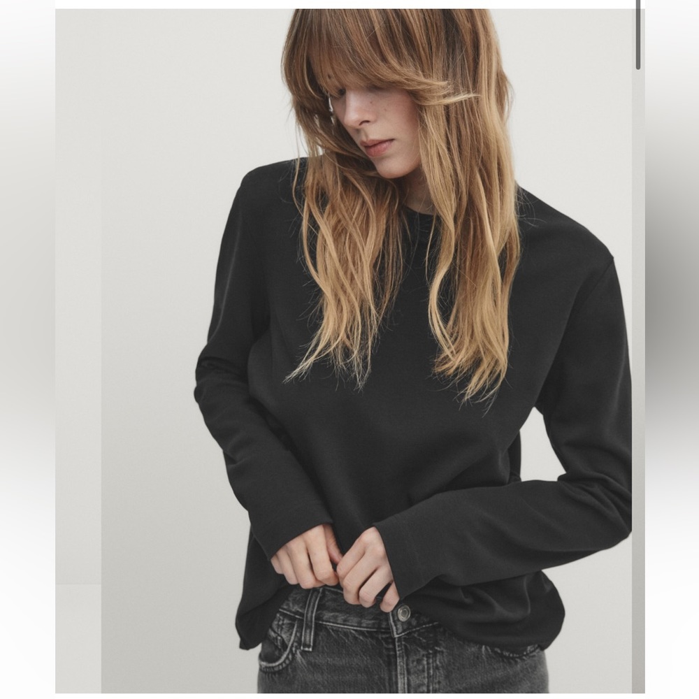 NWT Massimo Dutti Long Sleeve Cotton Crewneck Shirt